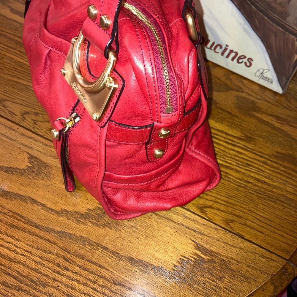 B. Makowsky Rosy Red Glove Leather Satchel & Dust Bag - EUC - Picture 5 of 14